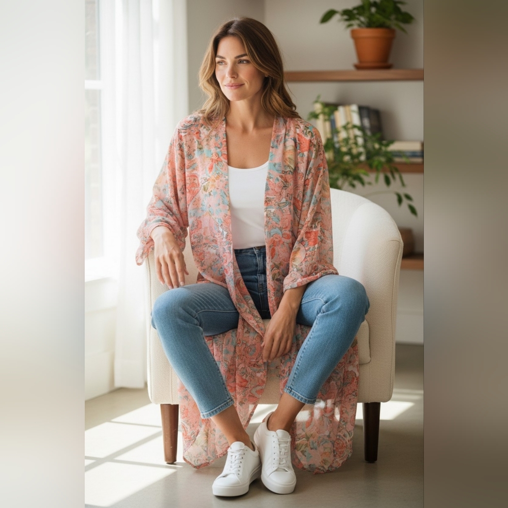 Chic Floral Sheer Kimono